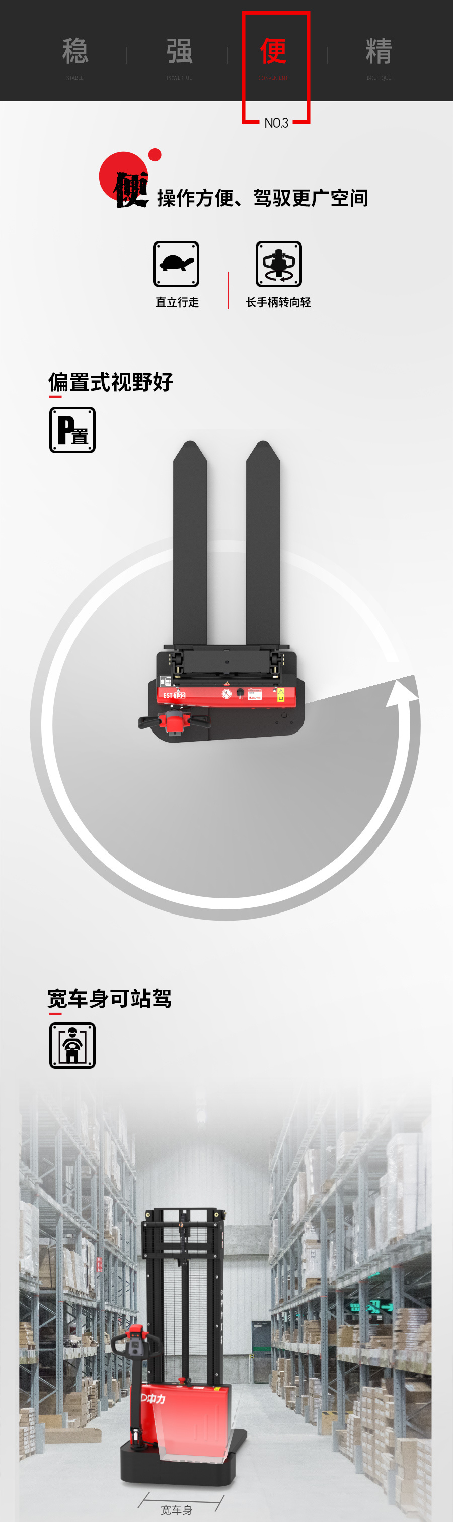 中力EST152Z步行式全電動(dòng)堆高車(chē)